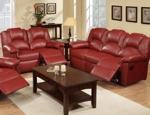 Jiren Collection F6678 Burgundy Reclining Sofa & Loveseat Set